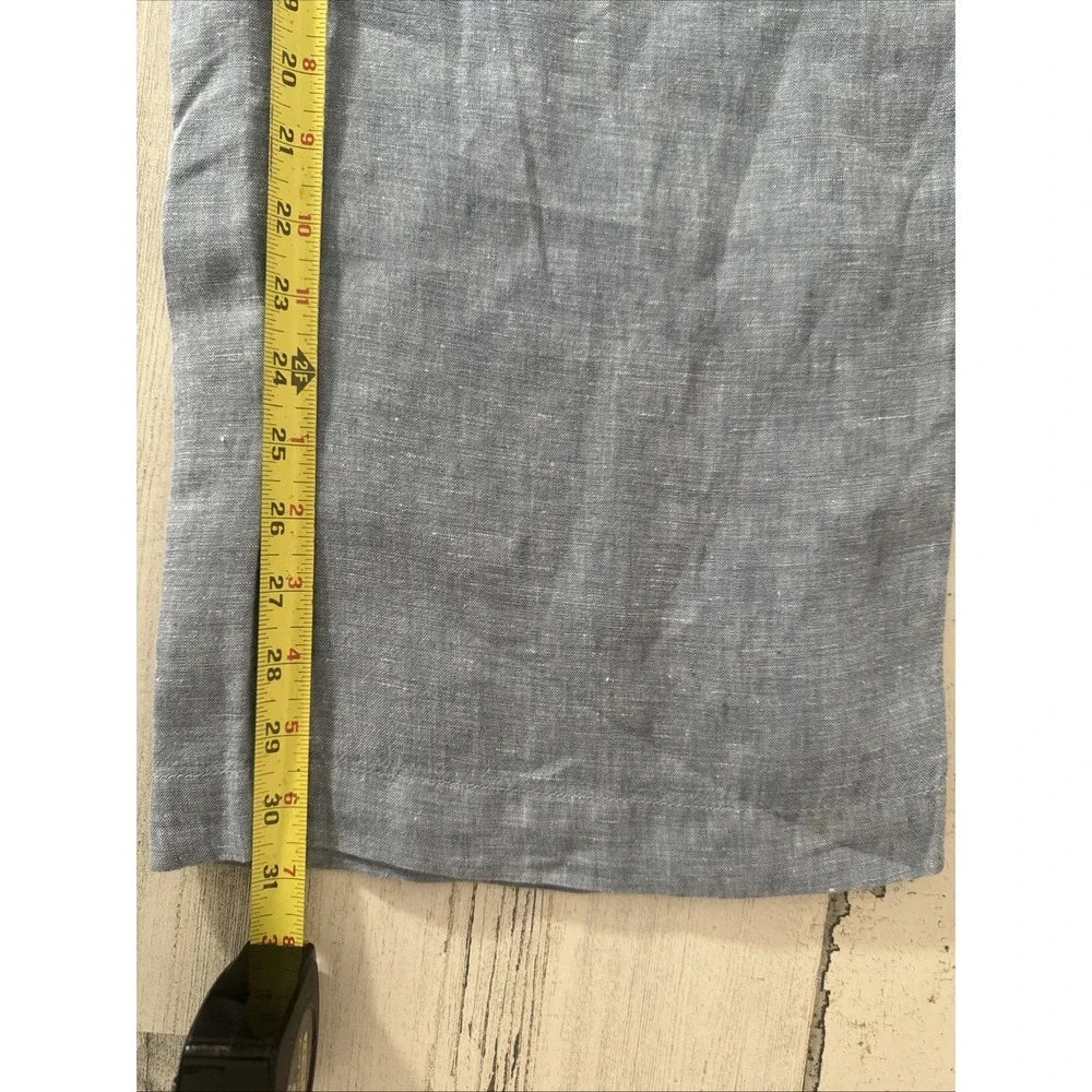 Athleta Cabo Wide Leg Pants Size 10 100% Flax Linen Light Blue Zip Pockets Vacay - Picture 8 of 10